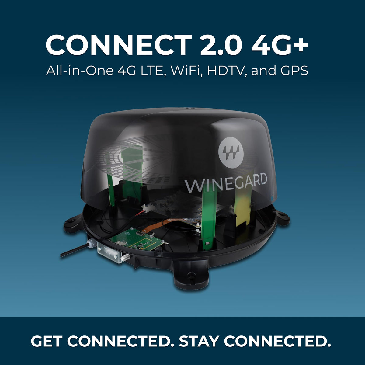 WINEGARD WF2-95B Winegard Connect 2.0 4G+ WF2-95B – Outdoor 4G LTE Router, Wi-Fi Booster & HDTV/AM-FM Antenna, Long-Range Wi-Fi