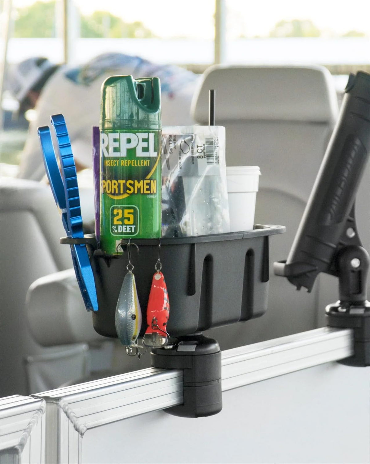RAILBLAZA 02-4040-11 RAILBLAZA StowPod Cup Holder Storage Caddy for Boats, Perfect for Holding Beverages, Tumblers, Phones, Binoculars and More