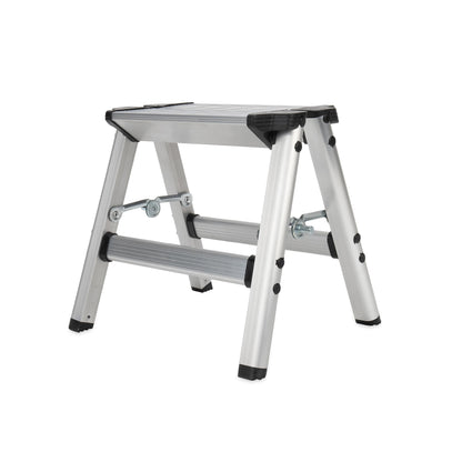 CAMCO 43672 Camco Folding Metal Step Stool - Perfect for Hard to Reach Areas in Kitchens and Closets, Great as a Truck Stool, Folds for Easy Storage (43672), Silver,One Size