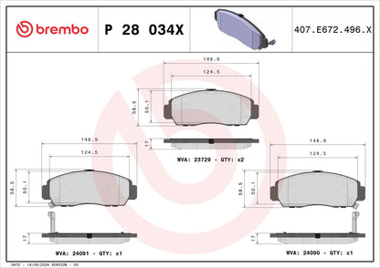BREMBO P28034X Brembo P28034X BRAKE PAD