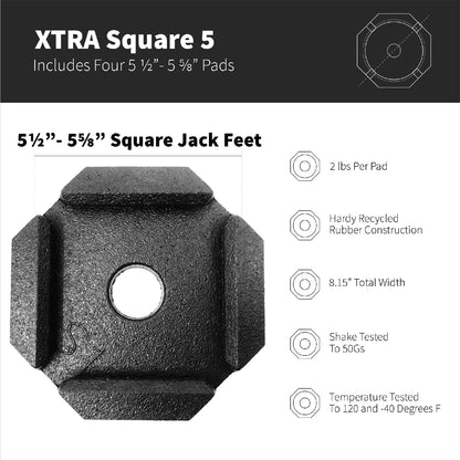 SNAPPAD XTRS5SP4 SnapPad Xtra RV Leveling Pads - Permanent Jack Stabilizers for RVs - 5" Square Leveling Jack Pads for LCI Leveling System - Heavy Duty Replacement for Blocks - Made in The USA (Square 5 4-Pack)