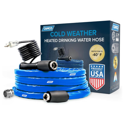 CAMCO 22920 Camco Heated Drinking Water Hose for RV, -40 F, 5/8 In ID, 12 Ft, 22920