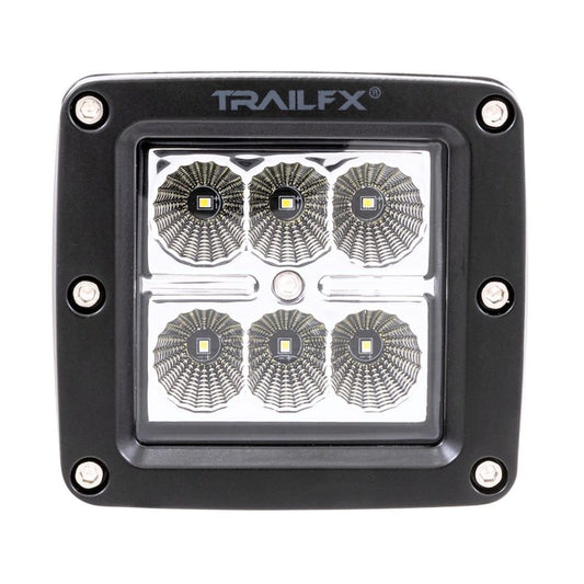 TRAILFX 3X2F1 Trailfx Driving/Fog Light 3X2F1, LED Bulb, 6 Clear LED 3 Watt Bulbs, 3 Inch Square, 90 Degree Flood Beam, Amber Polycarbonate Lens, Bracket Mount, 18 Watt Blubs Amp Draw 1.4 AMP At 12 Volts, Single