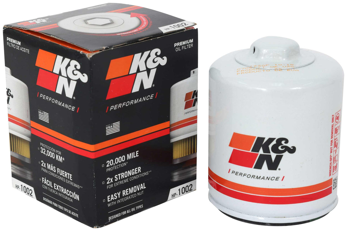 K&N FILTER HP-1002 K&N Oil Filter: 20,000 Mile Engine Protection with Wrench Off Nut, HP-1002