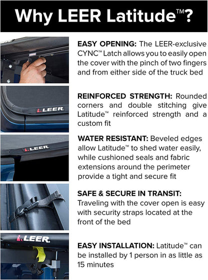 LEER 630298 LEER Latitude | Fits 2019-2026 Ram with 5.7 FT Bed w/o Rambox | Easy Install, Soft Tri-Fold Truck Bed Tonneau Cover (w/o Rambox)