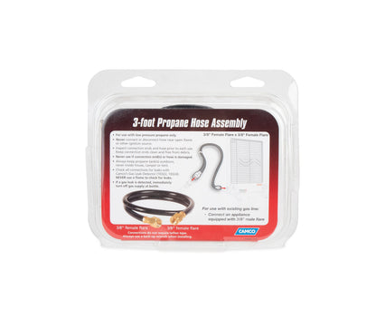 CAMCO 59913 Camco 59913 3' Propane Hose Assembly - 3/8" Female Flare x 3/8" Female Flare, Black