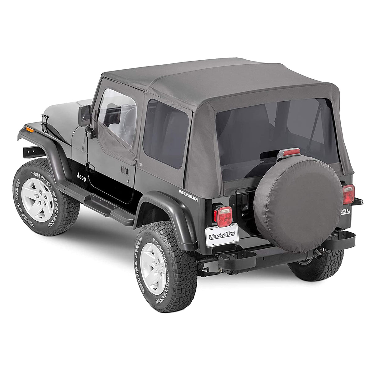 MASTERTOP 15111135 MasterTop Replacement Soft Top in Black Diamond Sail Cloth Fabric – Fits 1988-1995 Jeep YJ Wranglers – Tinted Replaceable Windows – Requires Original Factory Bow System for Install – 15111135
