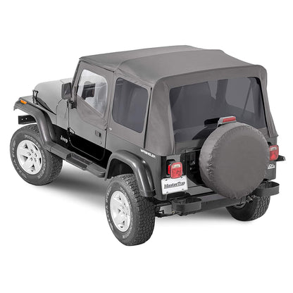 MASTERTOP 15111135 MasterTop Replacement Soft Top in Black Diamond Sail Cloth Fabric – Fits 1988-1995 Jeep YJ Wranglers – Tinted Replaceable Windows – Requires Original Factory Bow System for Install – 15111135