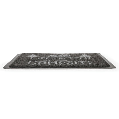 CAMCO 53200 Camco Life is Better at The Campsite Scrub Mat - 26.5" by 15" - Non-Slip Backing - Gray/White - 53200