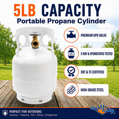 FLAME KING YSN5LB Flame King 5LB (1.25-Gallon Capacity) EMPTY Propane Tank, with OPD Valve