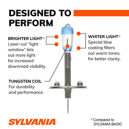 SYLVANIA H1SU.BP2 SYLVANIA H1 SilverStar Ultra Halogen Headlight Bulb, 2 Bulbs