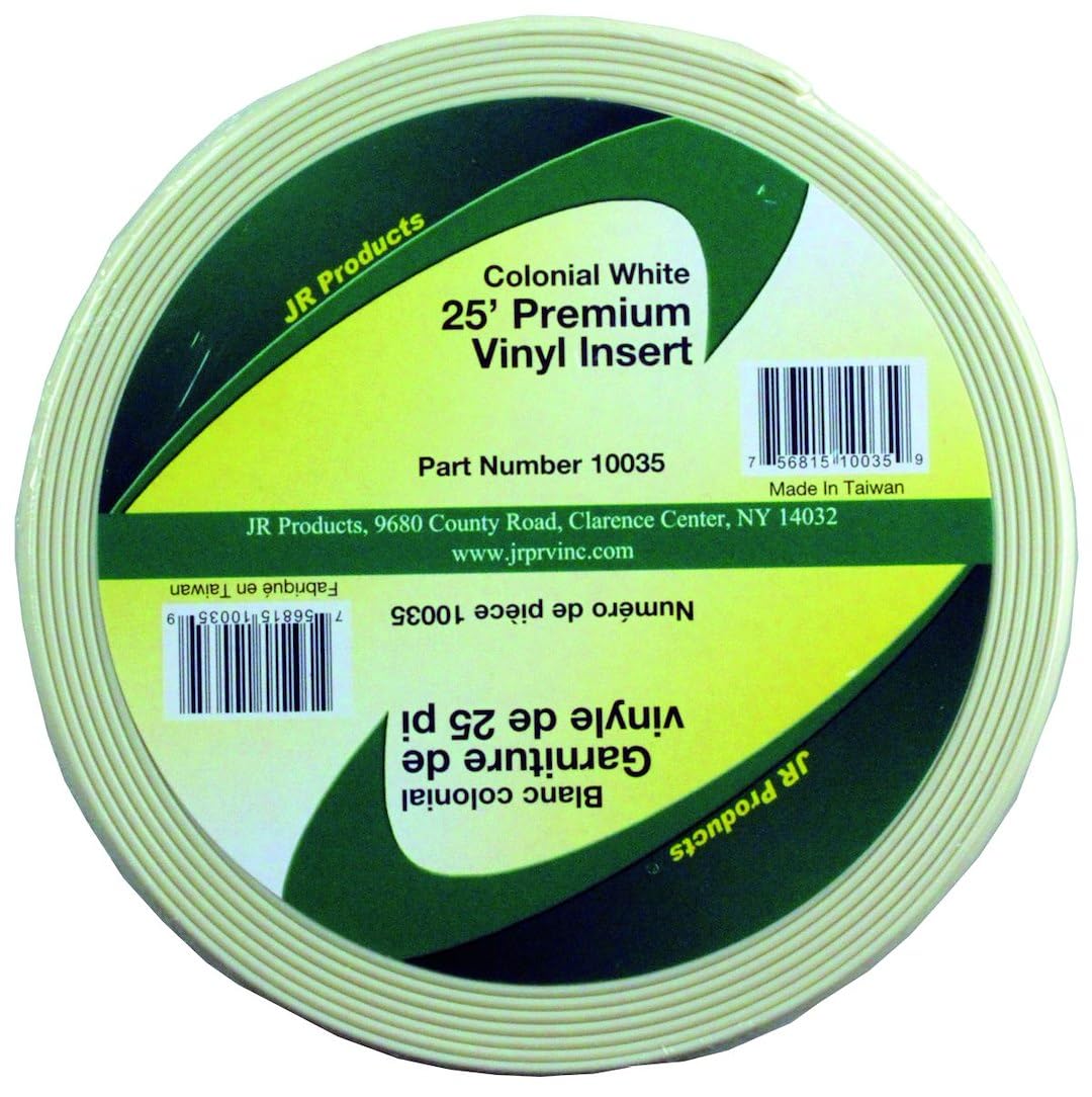 JR PRODUCTS 10035 JR Products 10035 Premium Vinyl Insert - Colonial White, 1" x 25'