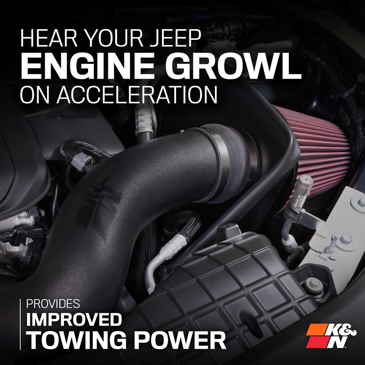 K&N FILTER 63-1593 K&N Cold Air Intake System: High-Flow Air-Filter, Increase Performance & Horsepower: Compatible with 2022-2023 JEEP Grand Cherokee; 2022-2023 JEEP Grand Cherokee L, 63-1593