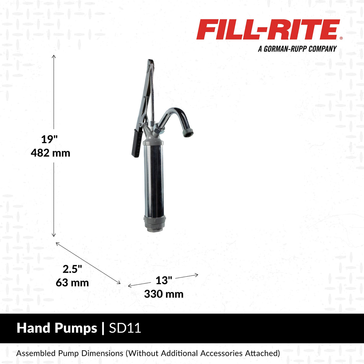 FILL RITE SD11 Fill-Rite SD11 Lever Hand Pump – 11 oz per Stroke Manual Fuel & Fluid Transfer Pump with Pail Spout and Telescoping Suction Pipe