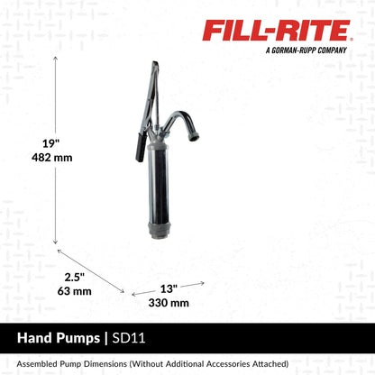 FILL RITE SD11 Fill-Rite SD11 Lever Hand Pump – 11 oz per Stroke Manual Fuel & Fluid Transfer Pump with Pail Spout and Telescoping Suction Pipe