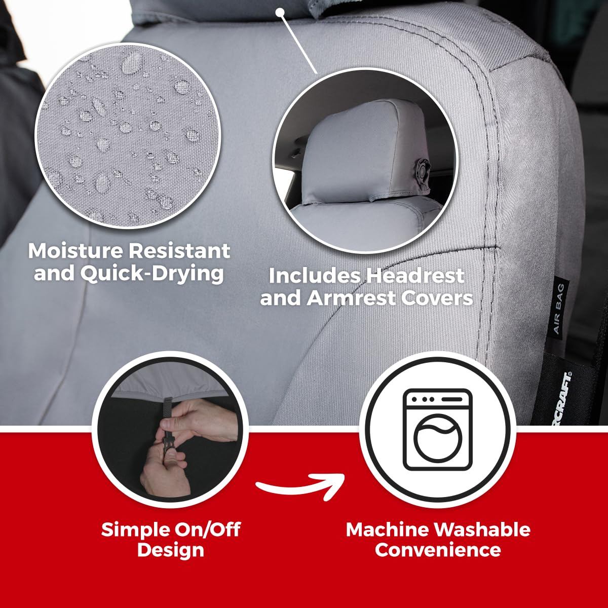 COVERCRAFT SS8462PCGY Covercraft SeatSaver Second Row Polycotton Grey Grey SS8462PCGY