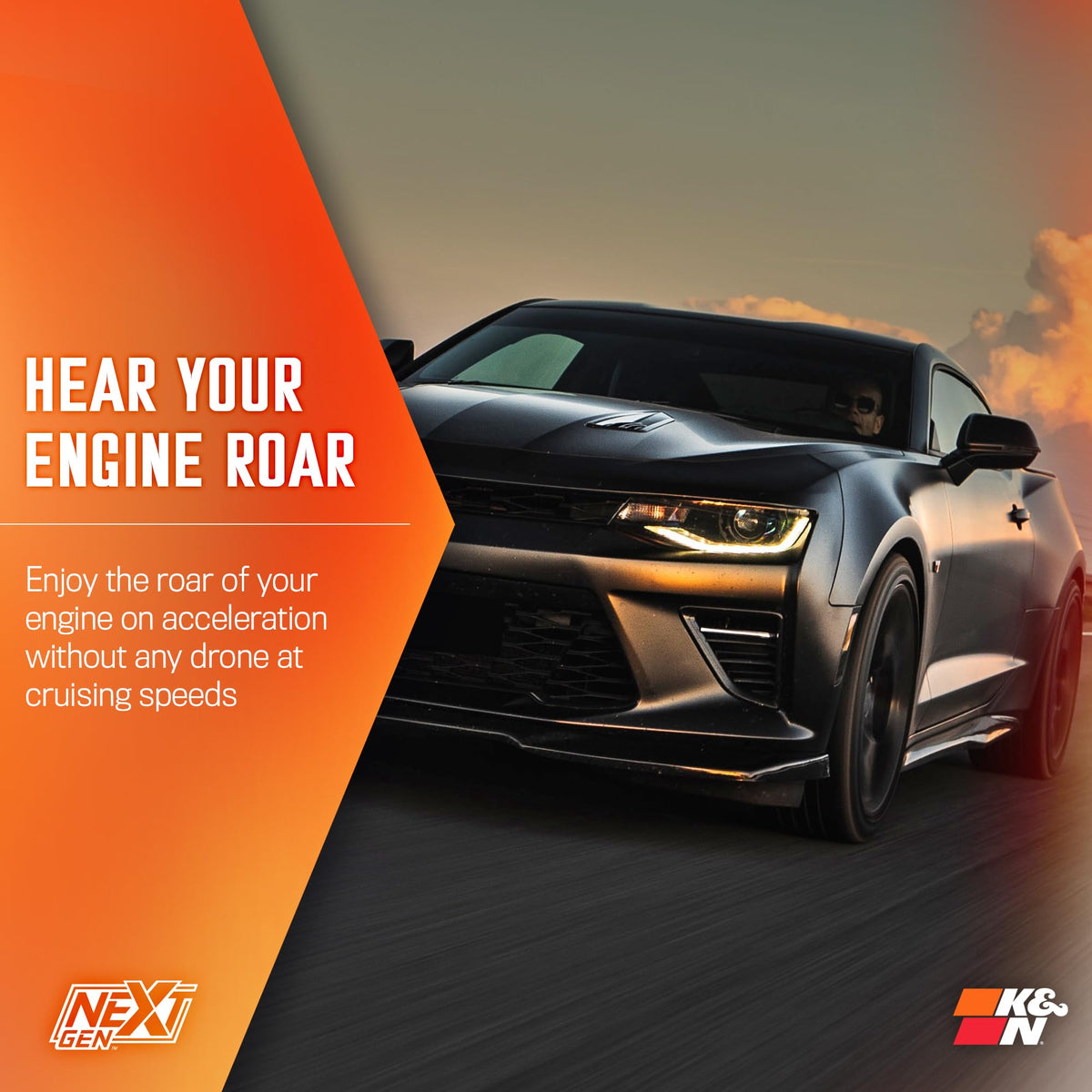 K&N FILTER 50-3092 K&N NextGen Cold Air Intake System: High-Flow Cotton Filter: Compatible with 2016-2024 Chevrolet: Camaro SS, 50-3092