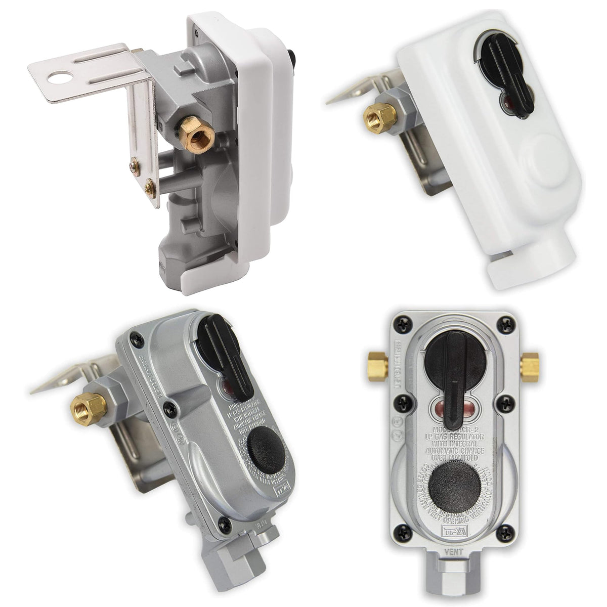 FLAME KING KT12ACR6 Flame King (KT12ACR-2) 2-Stage Auto Changeover LP Propane Gas Regulator With Two 12 Inch Pigtails For RVs, Vans, Trailers