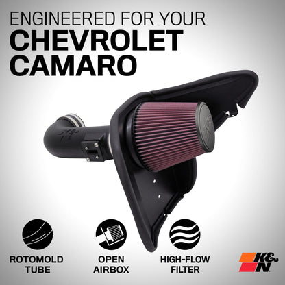 K&N FILTER 63-3074 K&N Cold Air Intake System: High-Flow Air Filter, Increase Performance & Acceleration: Compatible with 2010-2015 Chevrolet: Camaro SS, 63-3074