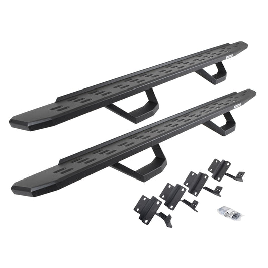 GO RHINO 6961778020PC Go Rhino RB30 Running Boards, Brackets, & 2 Pair of Drop Steps | Galvanized Steel, Textured Black | 6961778020PC | Fits 2015-2024 Ford F-150 Super Cab Pickup & Others (See Description)