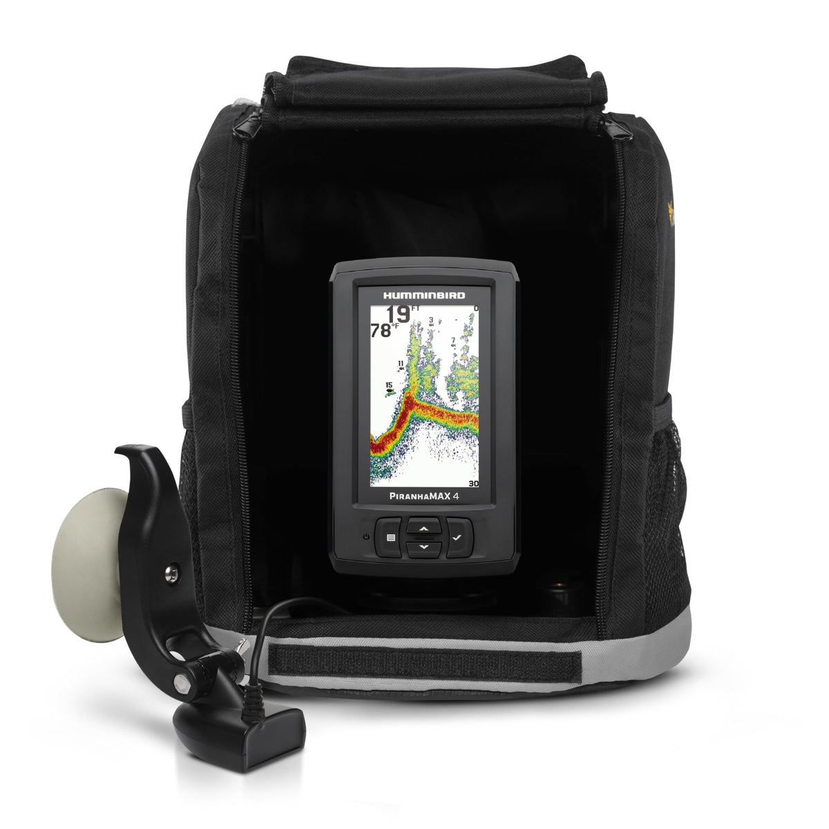 HUMMINBIRD 410170-1 Humminbird PiranhaMAX 4 Fish Finder with Transducer, Dual Beam Sonar, Portable Carrying Case