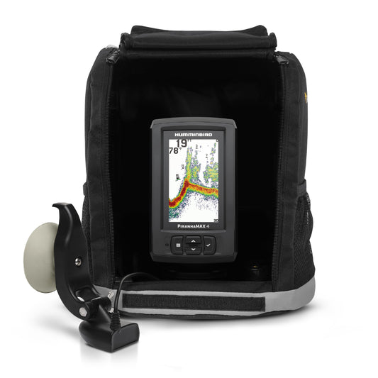 HUMMINBIRD 410170-1 Humminbird PiranhaMAX 4 Fish Finder with Transducer, Dual Beam Sonar, Portable Carrying Case