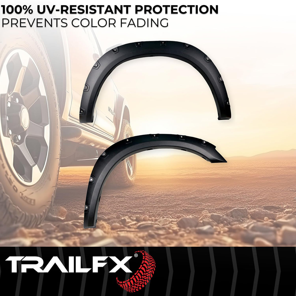 TRAILFX TFD3004T TrailFX TFD3004T Pocket Style Fender Flares for Ram 2500 2011-2018 - Black Textured Paintable Polypropylene, Set of 4 with Stainless and Black Steel Rivets