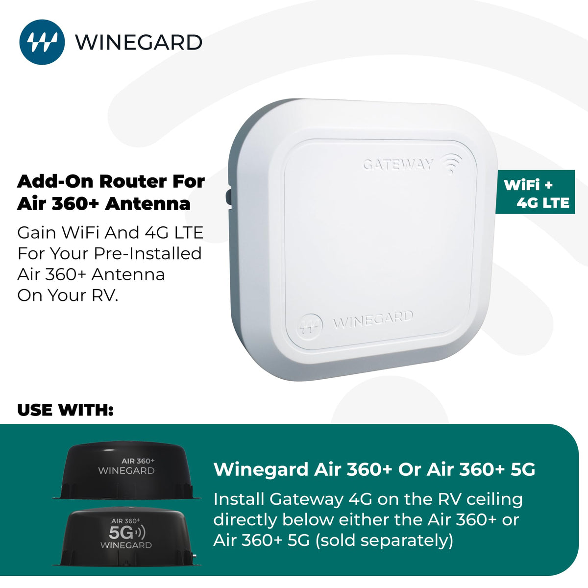 WINEGARD GW-1000 Winegard Gateway 4G - GW-1000 WiFi and LTE Router - Air 360+ Compatible - RV Mobile Router Upgrade