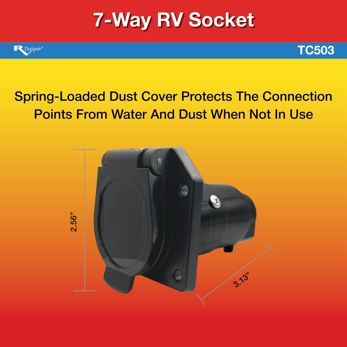 RV DESIGNER TC503 RV Designer TC503-7-Way RV Socket Blade Trailer Connector, Trailer End