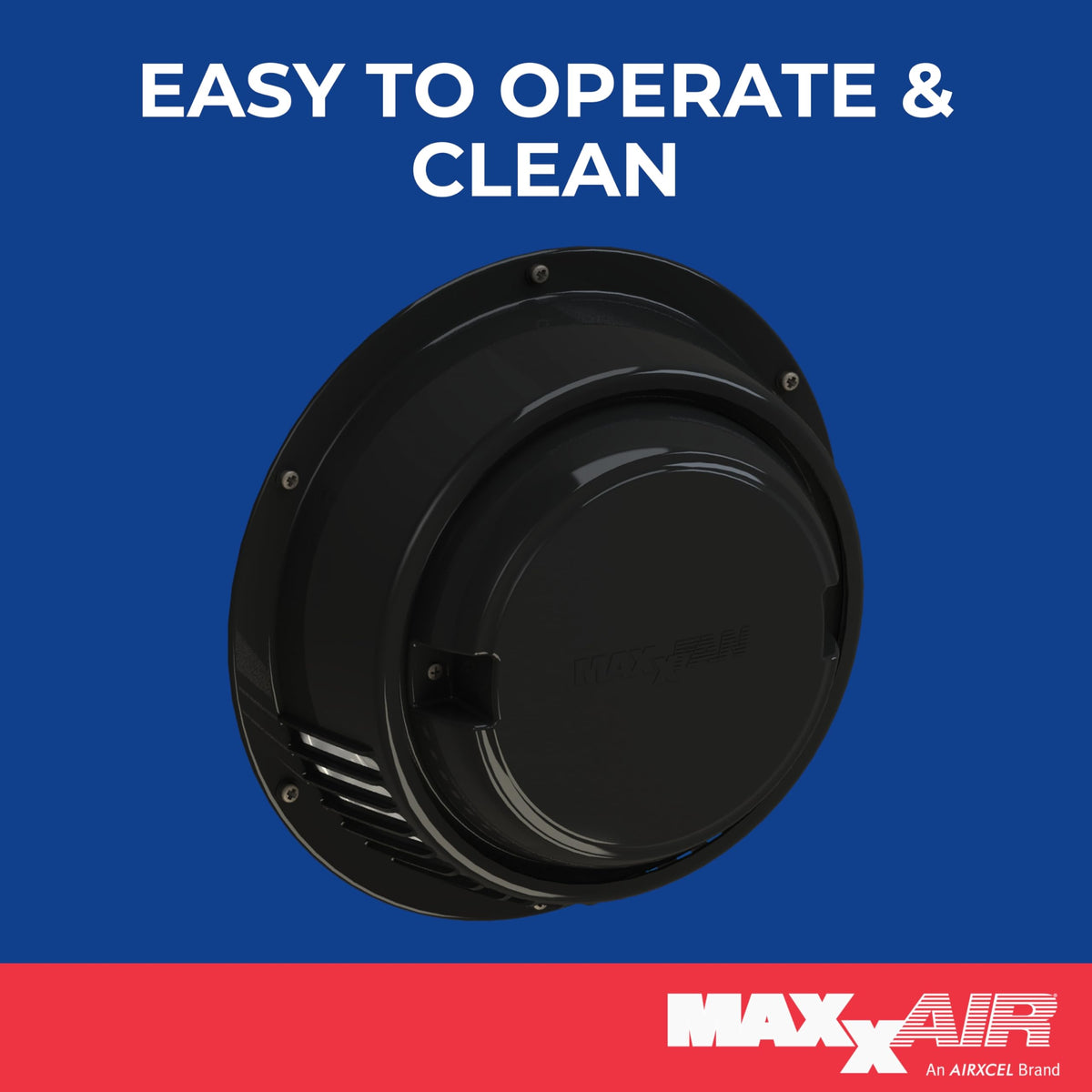 MAXXAIR VENT 00-03812B MAXXAIR Maxxfan Dome 6"" Round 12V Ventilation Fan - Compact Solution for Rooftop or Sidewall Ventilation, Exhaust Only, Removable Screens, Fan Guard Rain Shield, Moisture Control, Black (00-03812B)