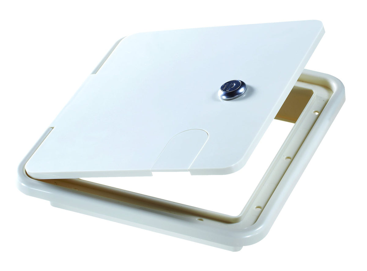 RV DESIGNER B152 RV Designer B152, Locking Electrical Cable Hatch, 8.5 inch x 8 inch x 1.5 inch, Polar White