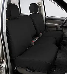 Covercraft Polycotton Custom Seat Covers — Fits 2011-2014 Ford F-150 — 1st Row 40/20/40 Bench Seat, Charcoal