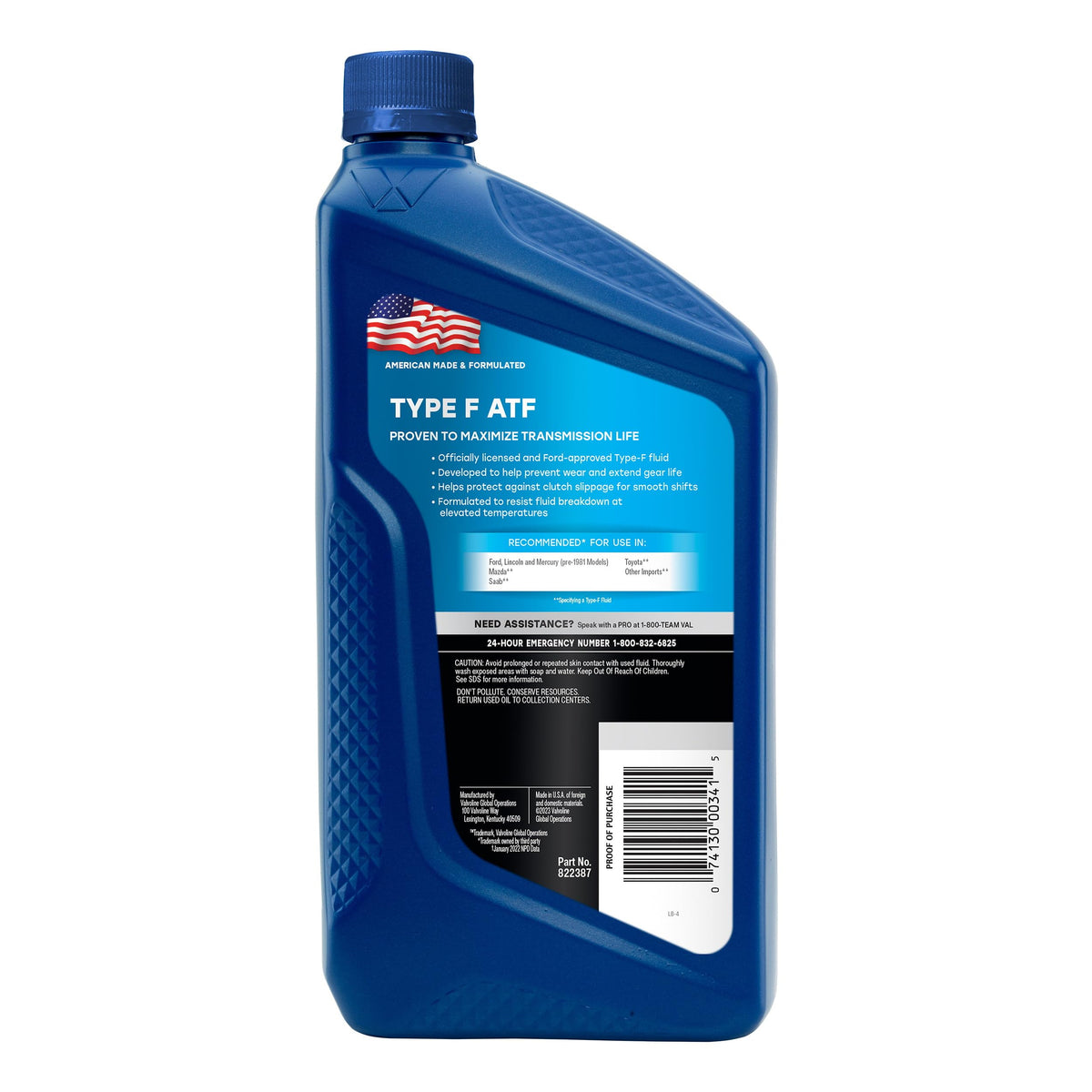 VALVOLINE 822387 Valvoline Type F (ATF) Automatic Transmission Fluid 1 QT, Case of 6