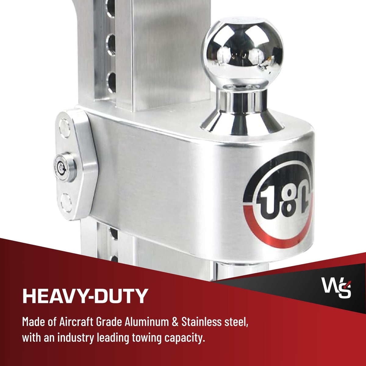 WEIGH SAFE CTB8-2.5-KA Weigh Safe 180-Degree Trailer Hitch - Adjustable Trailer Hitch for Towing - Compatible with 2.5" Receivers - 8" Drop, Chrome-Plated Tow Balls, 12,500 GTW, 2-Piece Lock Set