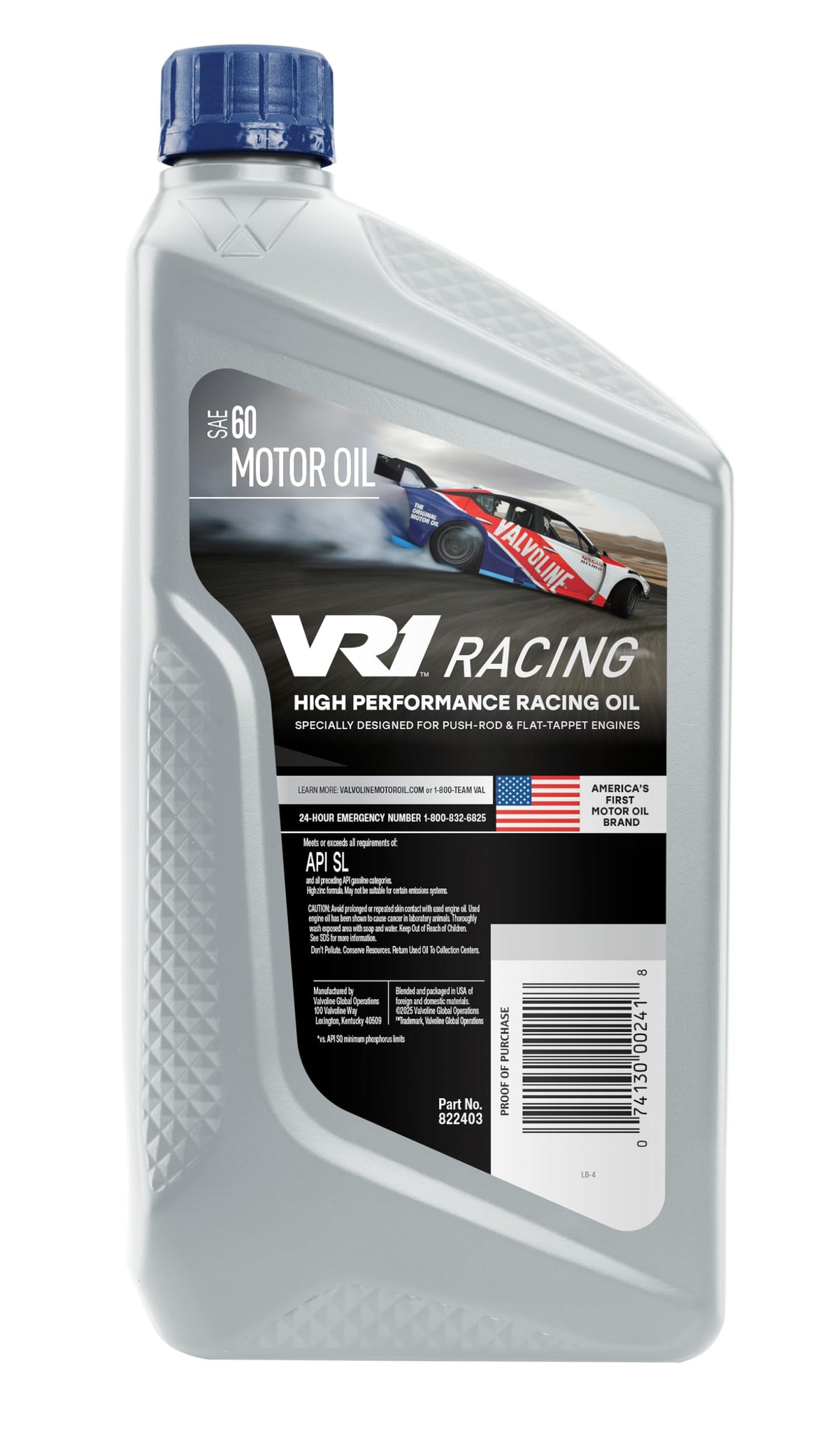 VALVOLINE 822403 Valvoline VR1 Racing SAE 60 Motor Oil 1 QT, Case of 6