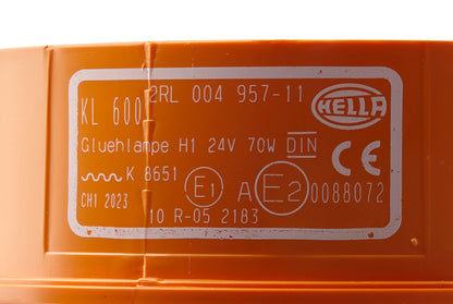 Hella 004957111 BEACON KL600 HALOGEN 24V FXD AMBER