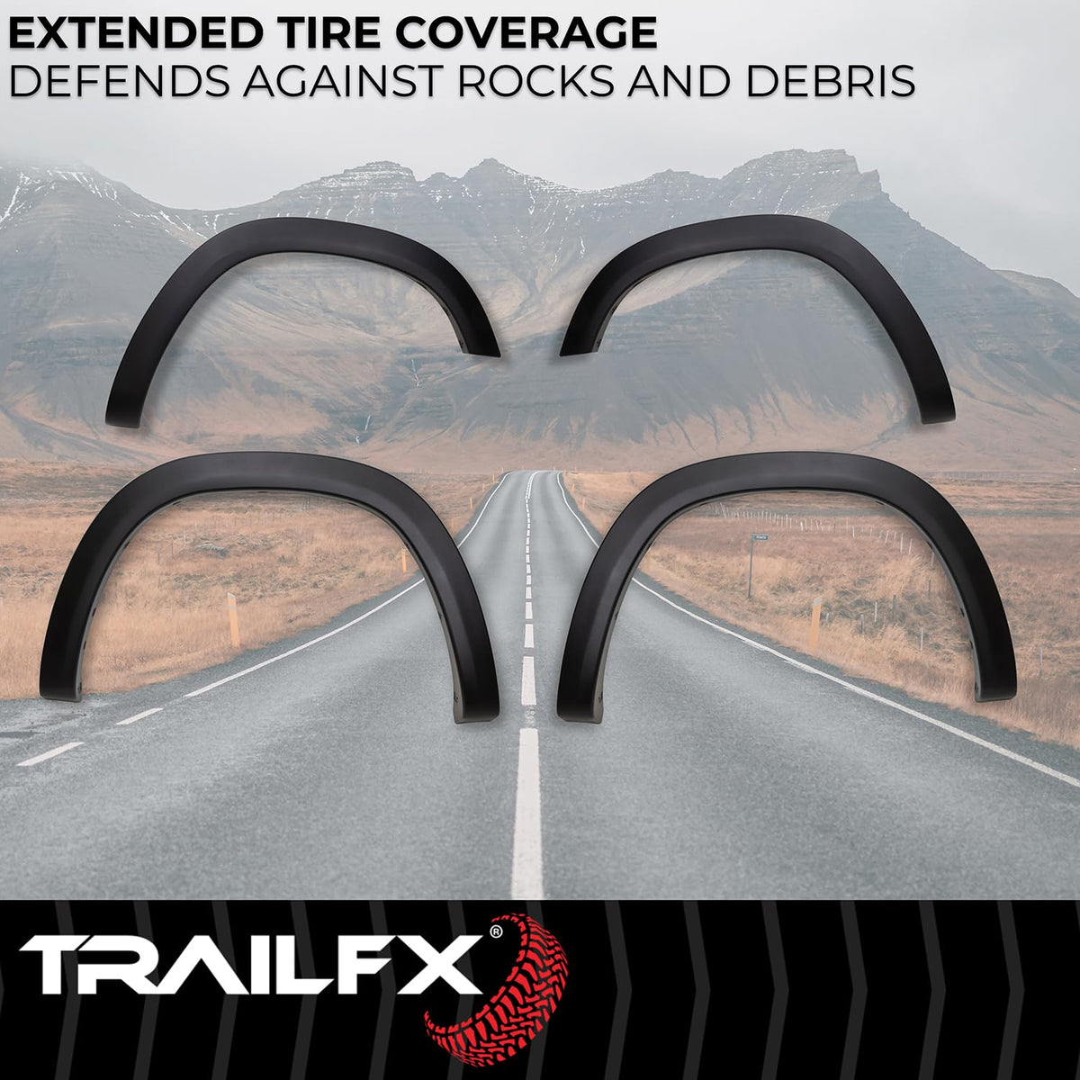 TRAILFX TFD3005OE TrailFX Fender Flares for Ram 1500 2019-2024 OE Style Black Smooth Paintable Polypropylene, Set of 4 with Stainless Steel Hardware TrailFX TFD3005OE