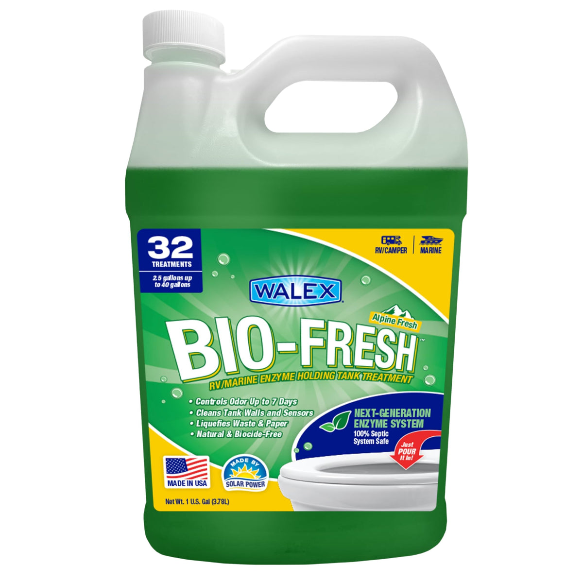 WALEX BIOFRAF1G Walex Bio-Fresh Liquid RV Black Tank Treatment - Alpine Fresh, 1-Gal