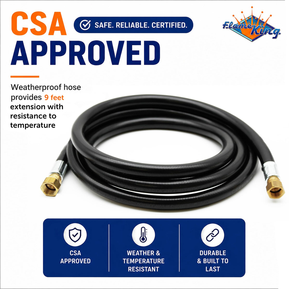 FLAME KING MB100159-106 Flame King 106-inch 3/8" ID Thermoplastic Propane Hose with female flare swivels