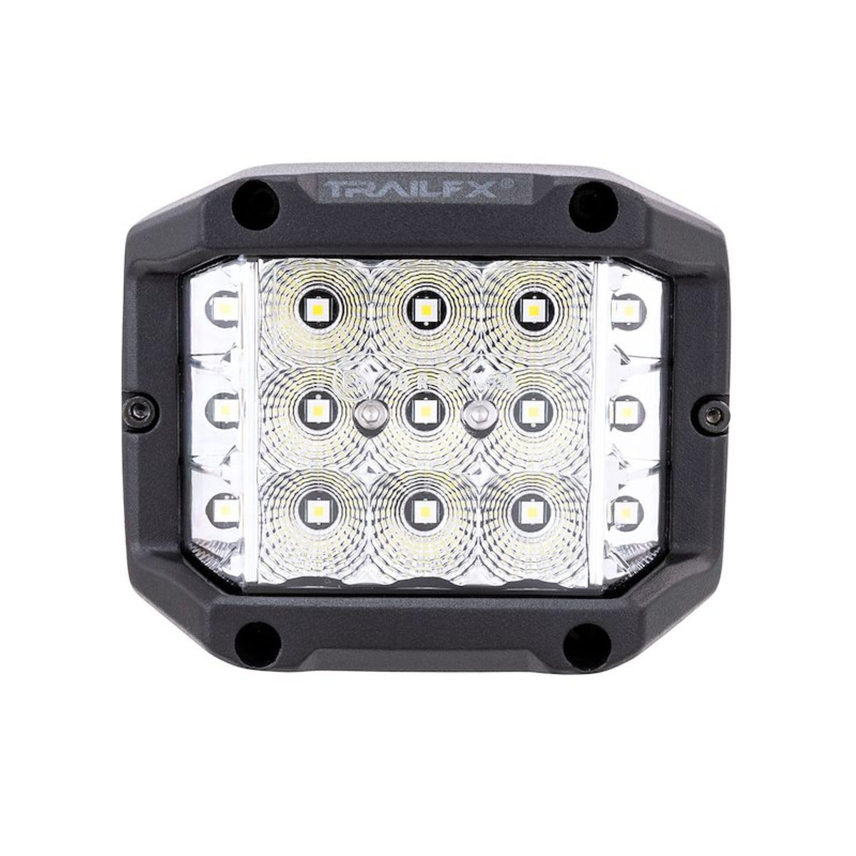 TRAILFX PODSIDF1 Trailfx Driving/Fog Light PODSIDF1, LED Bulb, 15 Clear LED 5 Watt Bulbs, 4 Inch Square, 60 Degree Spot Beam and 140 Degree Flood Combo Beam, Clear Lens, Bracket Mount, Single