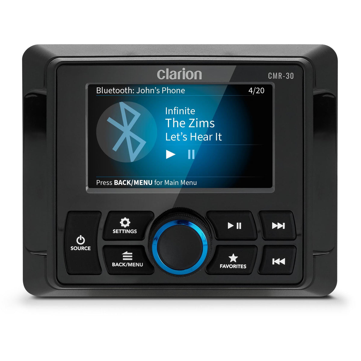 CLARION 010-03228-00 Clarion CMR-30 Wired Marine Remote with 3" Full-Color LCD Display, IP67, Compatible with CMM-20, CMM-30 & CMM-30BB