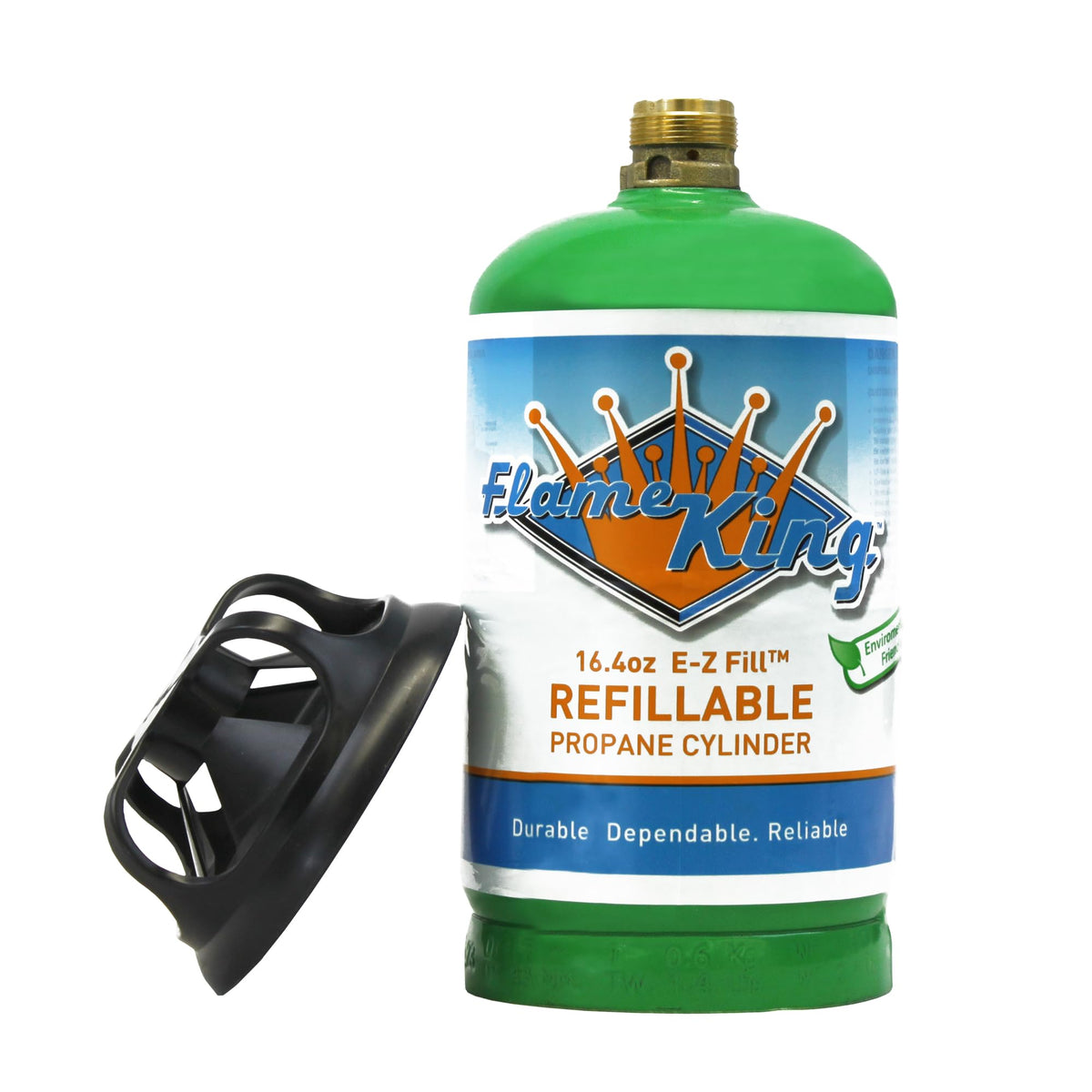 FLAME KING YSN164 Flame King 1LB EMPTY Propane Cylinder Tank – Refillable – Reusable – Safe and Legal Refill Option – DOT Compliant – 16.4 oz for Camping, Backpacking, and Hiking, Green