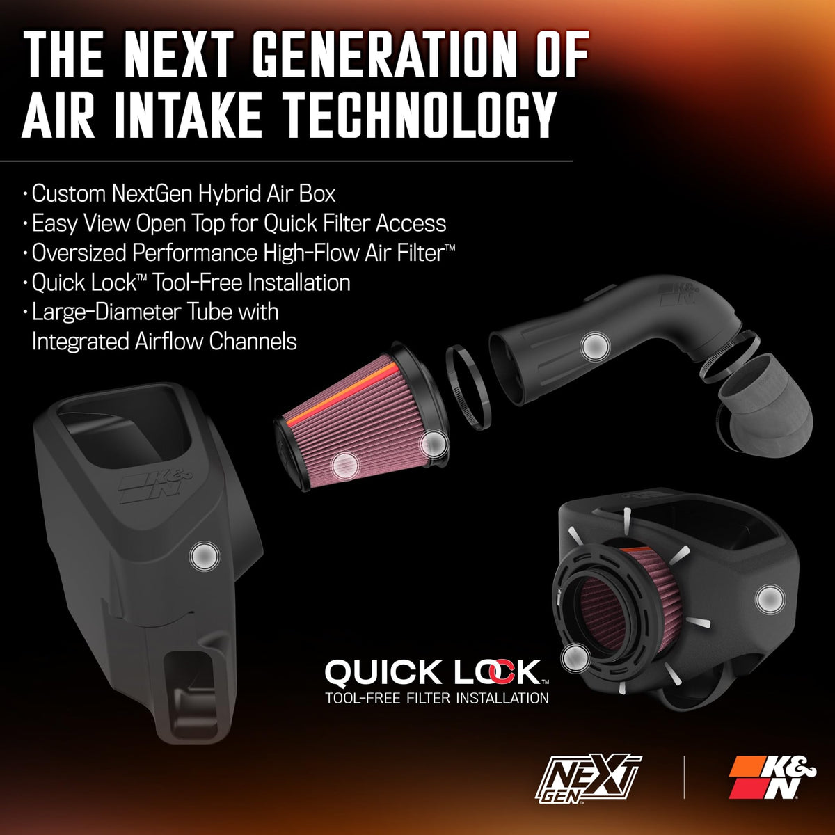 K&N FILTER 50-3103 K&N NextGen Cold Air Intake System: High-Flow Cotton Filter: Compatible with 2020-2025 Chevrolet/GMC: Silverado 2500 & 3500, Sierra 2500 & 3500, 50-3103