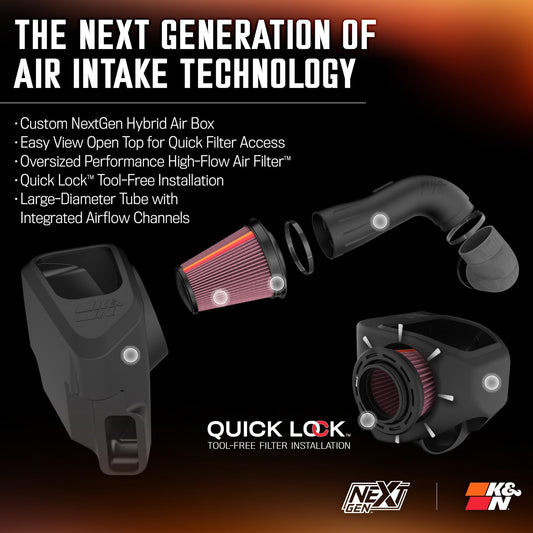 K&N FILTER 50-3103 K&N NextGen Cold Air Intake System: High-Flow Cotton Filter: Compatible with 2020-2025 Chevrolet/GMC: Silverado 2500 & 3500, Sierra 2500 & 3500, 50-3103