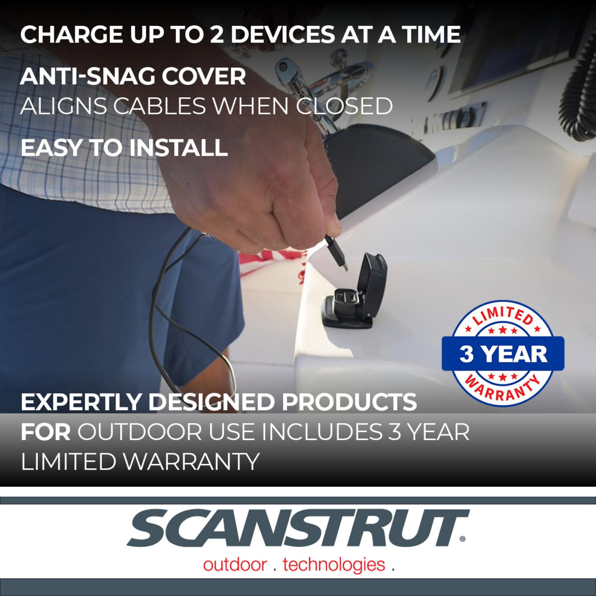 SCANSTRUT SC-USB-F1 Scanstrut SC-USB-F1 FLIP PRO FAST CHARGE DUAL USB SOCKE