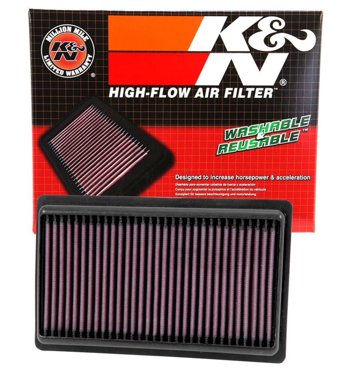 K&N FILTER 33-5014 K&N High-Flow Original Lifetime Engine Air Filter: Increase Power: Premium, Washable: Compatible with 2014-2019 INFINITI: Q50, 33-5014
