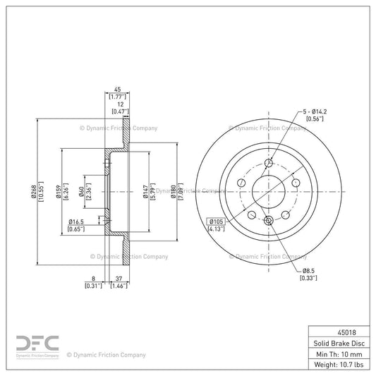 Dynamic Friction 600-45018 Rear Brake Rotor