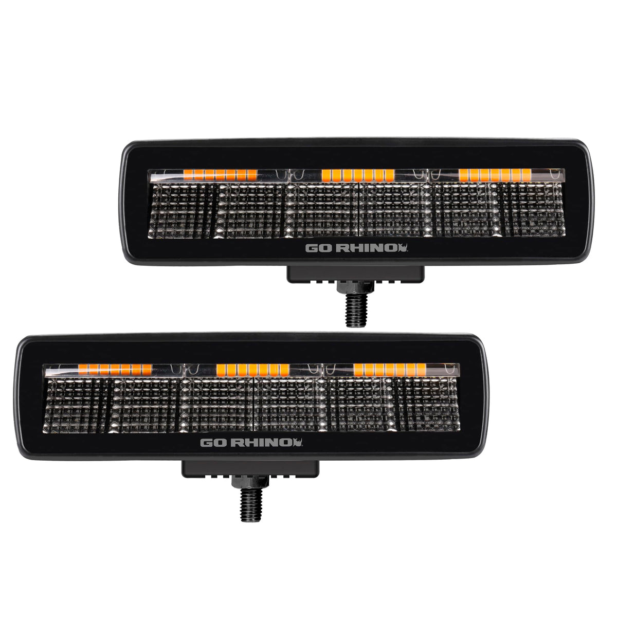 GO RHINO 750600622FBS Go Rhino Xplor Lighting: Blackout Combo Series Sixline Flood Light (Pair) | Surface Mount (Threaded Stud Mount) Aluminum, Black | 750600622FBS