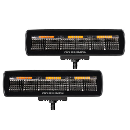 GO RHINO 750600622FBS Go Rhino Xplor Lighting: Blackout Combo Series Sixline Flood Light (Pair) | Surface Mount (Threaded Stud Mount) Aluminum, Black | 750600622FBS