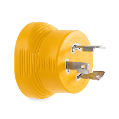 CAMCO 55333 Camco PowerGrip 30 Amp 3-Prong Generator Adapter - Featuring a 30-amp Locking Male Plug (NEMAL5-30P) and a 30-amp Female Connector (NEMA TT-30R) - 55333